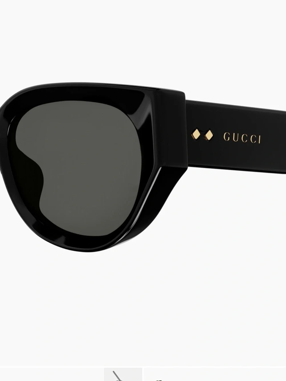 Gucci Black Cat-Eye Sunglasses with Gold Temple Accents